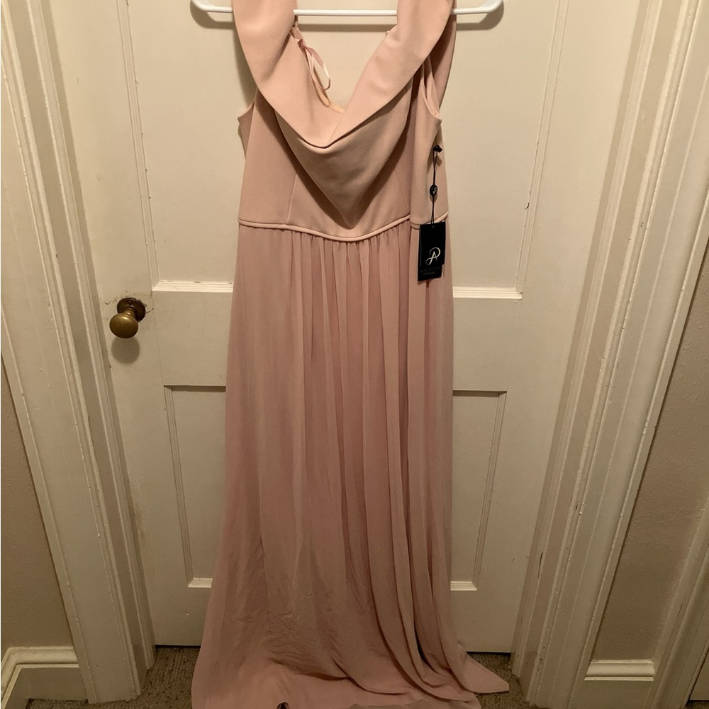Adrianna Papell Pink Pleated Gown for Weddings